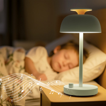 Night lamp with White Noise sound, rechargeable, dimmable 8.5W 150Lm 4000K+RGB LiFePO4 1800mAh VIDEX VL-TF23G | light green – Built-in 10 soothing melodies for peaceful sleep