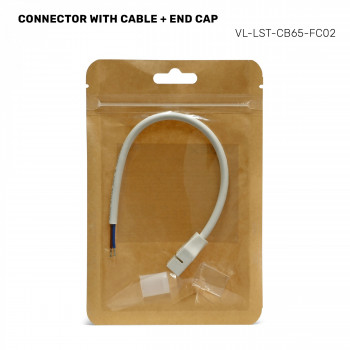 LED strip connector with power cable + end cap VIDEX VL-LST-CB65-FC02 – Full installation kit for immediate strip power supply