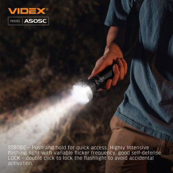 Lukturis LED uzlādējams 4xLuminus SST40, 20W 5500Lm 5000K, Li-ion 21700 4000mAh - iekļauts! (maināms uz 18650), VIDEX VLF-A505C, profesionāls LED lukturis lietošanai ikdienā un ārkārtas situācijās! 