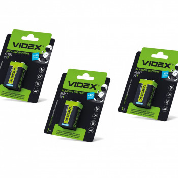 Baterija 9V Krona (6LR61) VIDEX Alkaline, 9V, 600mAh 