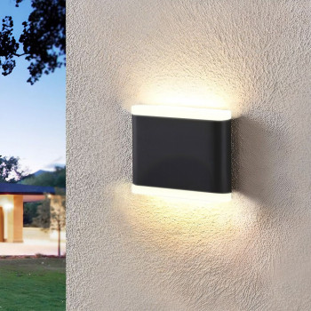Fasādes gaismeklis LED abpusējs 6W, 660Lm 2700K, IP54 VIDEX VL-AR06-062B EVAN-BLACK (silti balta gaisma), melns