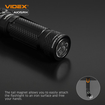 Lukturis LED uzlādējams Luminus SST40, 10W 1200Lm 5000K, Li-ion 18650 2200mAh - iekļauts! VIDEX VLF-A105RH, ar magnētu un regulējamu luktura galvu (SWIVEL HEAD) + komplektā stiprinājums lietošanai kā galvas lukturim!