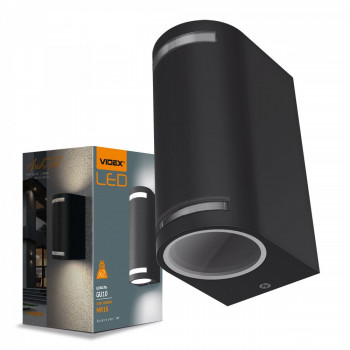 Fasādes gaismeklis 2xGU10 abpusējs, IP54 VIDEX VL-AR022B JUSTIN-BLACK, melns