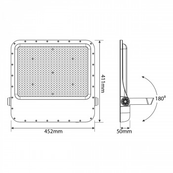 Didelės galios pramoninis LED prožektorius 400W 60 000Lm 5000K IP65 VIDEX VL-F2-4005G – Didžiulė 400W galia ir apsauga nuo įtampos svyravimų