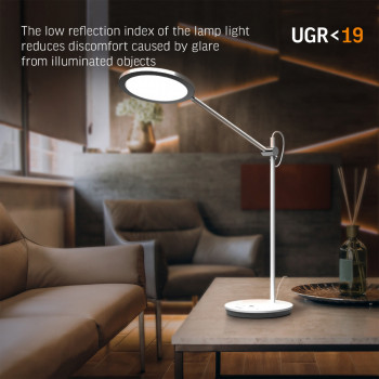 Galda lampa LED ar sensoru vadāma - dimmējama 20W, 1450Lm 4100K, VIDEX VL-TF15W (neitrāli balta gaisma) balta