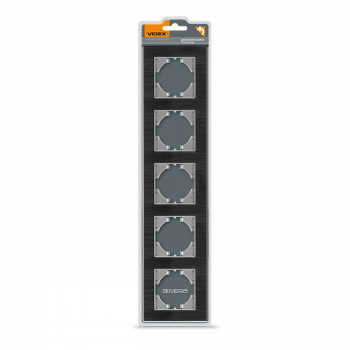 Frame black aluminum 5 gang horizontal VIDEX BINERA