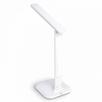 Galda lampa LED ar pulksteni, termometru, kalendāru, modinātāju - dimmējama 7W, 490Lm 3000/4000/5500K, VIDEX VLE-TF05W RIO-WHITE (silti/neitrāli/auksti balta gaisma) balta