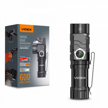 Lukturis LED uzlādējams Luminus SST20 10W, 2xRED SMD, 600Lm 5000K, Li-ion 16340 800mAh - iekļauts! (maināms uz CR123A), VIDEX VLF-A244RH, sarkanā gaisma ar regulējamu luktura galvu (SWIVEL HEAD) + komplektā stiprinājums lietošanai kā galvas lukturim!