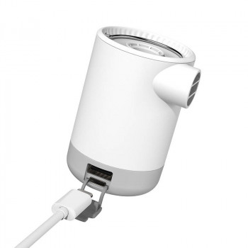 Pārnēsājams, uzlādējams mini pumpis Flextail Max Pump 2 PRO-W (4-in-1) funkcijas: 1-Gaisa pumpis, 2-Vakuma sūknis, 3-LED lukturis, 4-Power Bank (3600mAh), balts