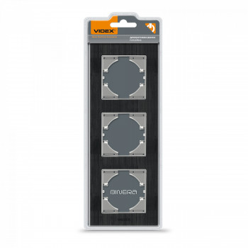 Frame black Aluminum 3 gang vertical VIDEX BINERA