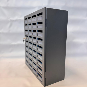 Mobile phone storage cabinet with 36 places, metal, with felt, gray