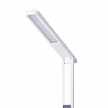 Galda lampa LED ar pulksteni, termometru, kalendāru, modinātāju - dimmējama 7W, 490Lm 3000/4000/5500K, VIDEX VLE-TF05W RIO-WHITE (silti/neitrāli/auksti balta gaisma) balta