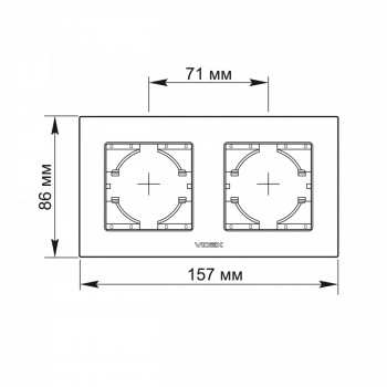 Frame black aluminum 2 gang horizontal VIDEX BINERA