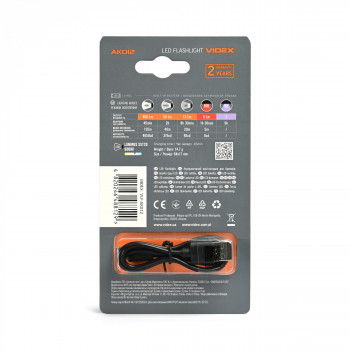 Lukturis Mini LED uzlādējams Luminus SST20 + SMD RED/UV, 400Lm 5000K, USB Type-C uzlāde, iebūvēta 250mAh baterija, VIDEX VLF-AK012, lietojama kā atslēgu piekariņš!