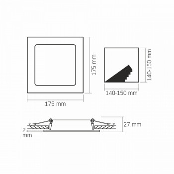 Gaismeklis LED zemapmetuma (kvadrāts) 12W, 1400Lm 4000K, VIDEX VLE-DLBS-124 (neitrāli balta gaisma)