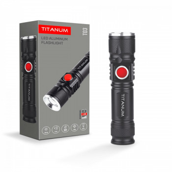 Lukturis LED uzlādējams 230Lm 6500K, Li-ion 18650 1200mAh (iebūvēts), TITANUM TLF-T03