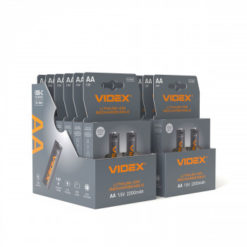 Lithium-ion battery VIDEX LIR6C/AA 1.5V 2200mAh with USB-C port and protection 2pcs/pack