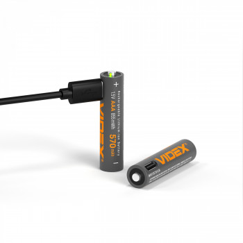 Lithium-ion battery VIDEX LIR03C/AAA 1.5V 570mAh with USB-C port and protection 2pcs/pack
