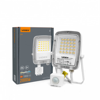 LED floodlight with sensor 20W 2000Lm CCT IP65 VIDEX VL-F5-020CW-S | black – adjustable time delay and variable light warmth for garage