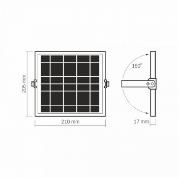 Solārais prožektors ar sensoru LED 16Wh, 1400Lm 5000K (baterija LiFePO4 5000 mAh) (panelis 6W) VIDEX VL-FSO4-205-S