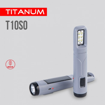 Lukturis LED uzlādējams ar saules bateriju un regulējamu gaismu 50+50Lm 5500K, Li-ion 18650 800mAh (iebūvēts), TITANUM TLF-T10SO