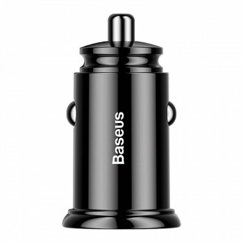 Baseus 12V auto lādētājs ar 2xUSB-A portiem (5A) 30W, melns