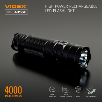 Lukturis LED uzlādējams CREE XHP50.2 20W 4000Lm 5000K, Li-ion 26650 5000mAh - iekļauts! (maināms uz 18650), VIDEX VLF-A355C, profesionāls LED lukturis ar 5000mAh bateriju! 