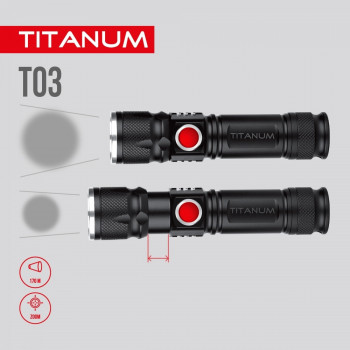 Lukturis LED uzlādējams 230Lm 6500K, Li-ion 18650 1200mAh (iebūvēts), TITANUM TLF-T03