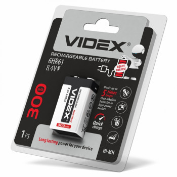 Batteries Videx 6HR61 300mAh blister/1pcs | 6HR61/300/1DB/8.4V