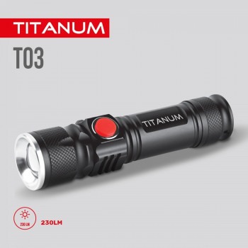 Lukturis LED uzlādējams 230Lm 6500K, Li-ion 18650 1200mAh (iebūvēts), TITANUM TLF-T03