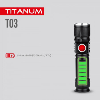 Lukturis LED uzlādējams 230Lm 6500K, Li-ion 18650 1200mAh (iebūvēts), TITANUM TLF-T03