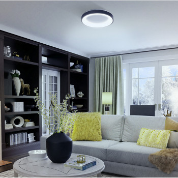 Iekštelpu gaismeklis LED 72W, dimmējams ar pulti, 4700Lm 2700K-6000K, VIDEX VLE-ERC-72B IP20 (silti/neitrāli/auksti balta gaisma), melna