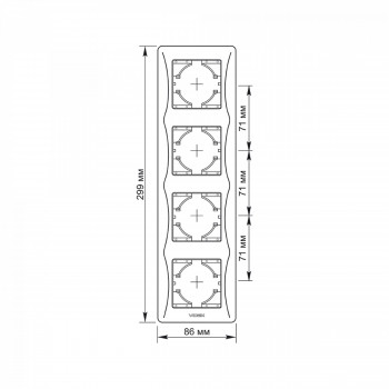 Rāmis 4V vertikāls, Videx Binera, balts VF-BNFR4V-W