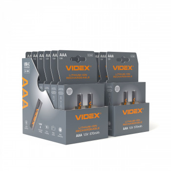 Lithium-ion battery VIDEX LIR03C/AAA 1.5V 570mAh with USB-C port and protection 2pcs/pack