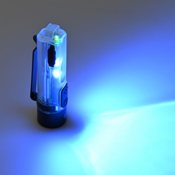 Lukturis Mini LED uzlādējams Luminus SST20 + SMD RED/UV, 400Lm 5000K, USB Type-C uzlāde, iebūvēta 250mAh baterija, VIDEX VLF-AK012, lietojama kā atslēgu piekariņš!