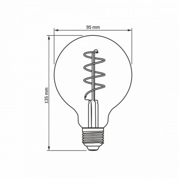 LED Bulb VIDEX E27-G95-4W-FIL-DIM-SPIRAL-AMBER-WW VLE-G95FASD-04272