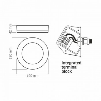 Ārtelpu gaismeklis LED 15W, 1125Lm 5000K, VIDEX VLE-BHFR-155 LENA IP65 (neitrāli balta gaisma), balta