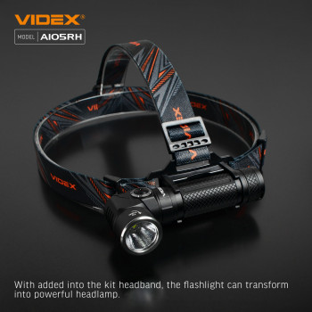 Lukturis LED uzlādējams Luminus SST40, 10W 1200Lm 5000K, Li-ion 18650 2200mAh - iekļauts! VIDEX VLF-A105RH, ar magnētu un regulējamu luktura galvu (SWIVEL HEAD) + komplektā stiprinājums lietošanai kā galvas lukturim!
