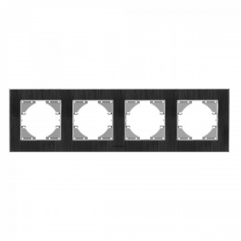 Frame black aluminum 4 gang horizontal VIDEX BINERA