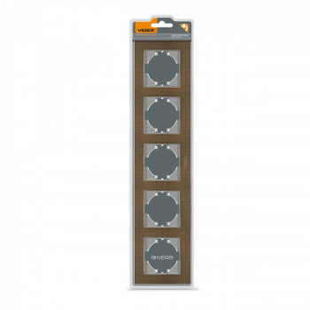 Frame chocolate aluminum 5 gang horizontal VIDEX BINERA