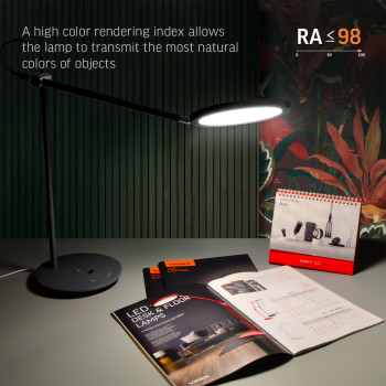 Galda lampa LED ar sensoru vadāma - dimmējama 20W, 1450Lm 4100K, VIDEX VL-TF15B (neitrāli balta gaisma) melna