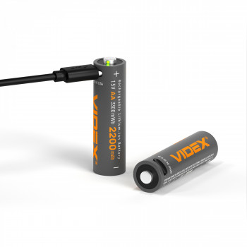 Lithium-ion battery VIDEX LIR6C/AA 1.5V 2200mAh with USB-C port and protection 2pcs/pack