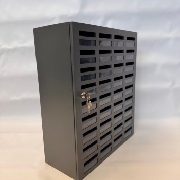 Mobile phone storage cabinet with 36 places, metal, without felt, gray