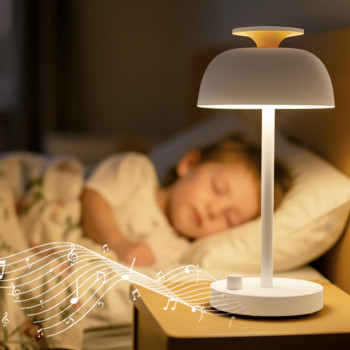 Night lamp with White Noise sound, rechargeable, dimmable 8.5W 150Lm 4000K+RGB LiFePO4 1800mAh VIDEX VL-TF23W | white – Built-in 10 soothing melodies for peaceful sleep