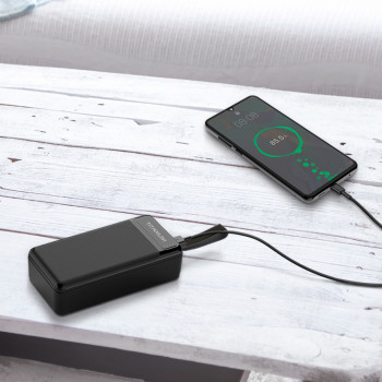 Power Bank - pārnēsājams akumulators 30 000mAh TITANUM TPB-914-B Black, pieejamie porti: Micro USB, Type-C, 2USB