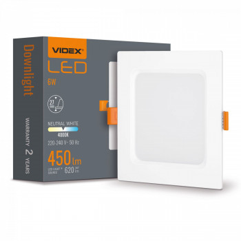 Gaismeklis LED zemapmetuma (kvadrāts) 6W, 620Lm 4000K, VIDEX VLE-DLBS-064 (neitrāli balta gaisma)