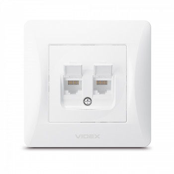 Kontaktligzda z/a Cat6+Cat6 (RJ45 spraudnis), Videx Binera, balta, IP20 VF-BNSK2PC6-W
