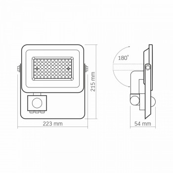 Prožektors ar sensoru LED 50W, 4500Lm 5000K, VLE-F2e-505W-S (sensors 2-12m, 10sec-7min, 10-2000lx, <120*), VIDEX LUCA-PIR (neitrāli balta gaisma)