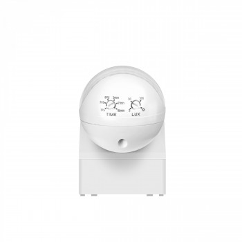 Motion and light sensor PIR 2-12m 10sec-15min 3-2000lx 160° IP44 VIDEX VL-SPW11W – Motion detection up to 12m and a wide 160° operating angle