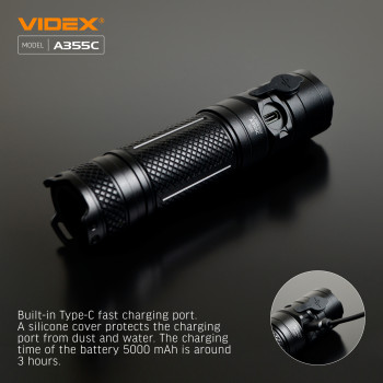 Lukturis LED uzlādējams CREE XHP50.2 20W 4000Lm 5000K, Li-ion 26650 5000mAh - iekļauts! (maināms uz 18650), VIDEX VLF-A355C, profesionāls LED lukturis ar 5000mAh bateriju! 
